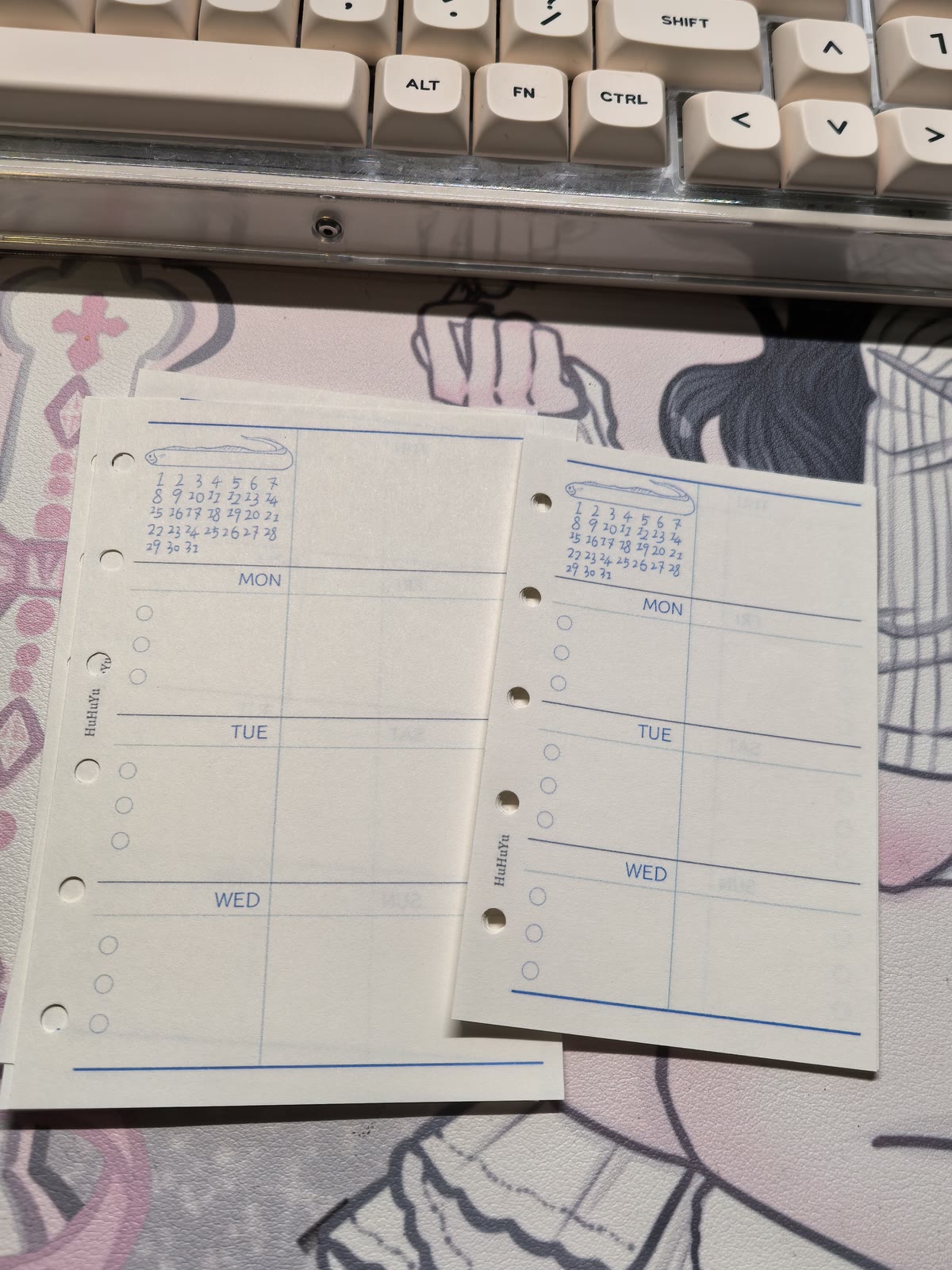 对开版 带鱼日历 横向八分格